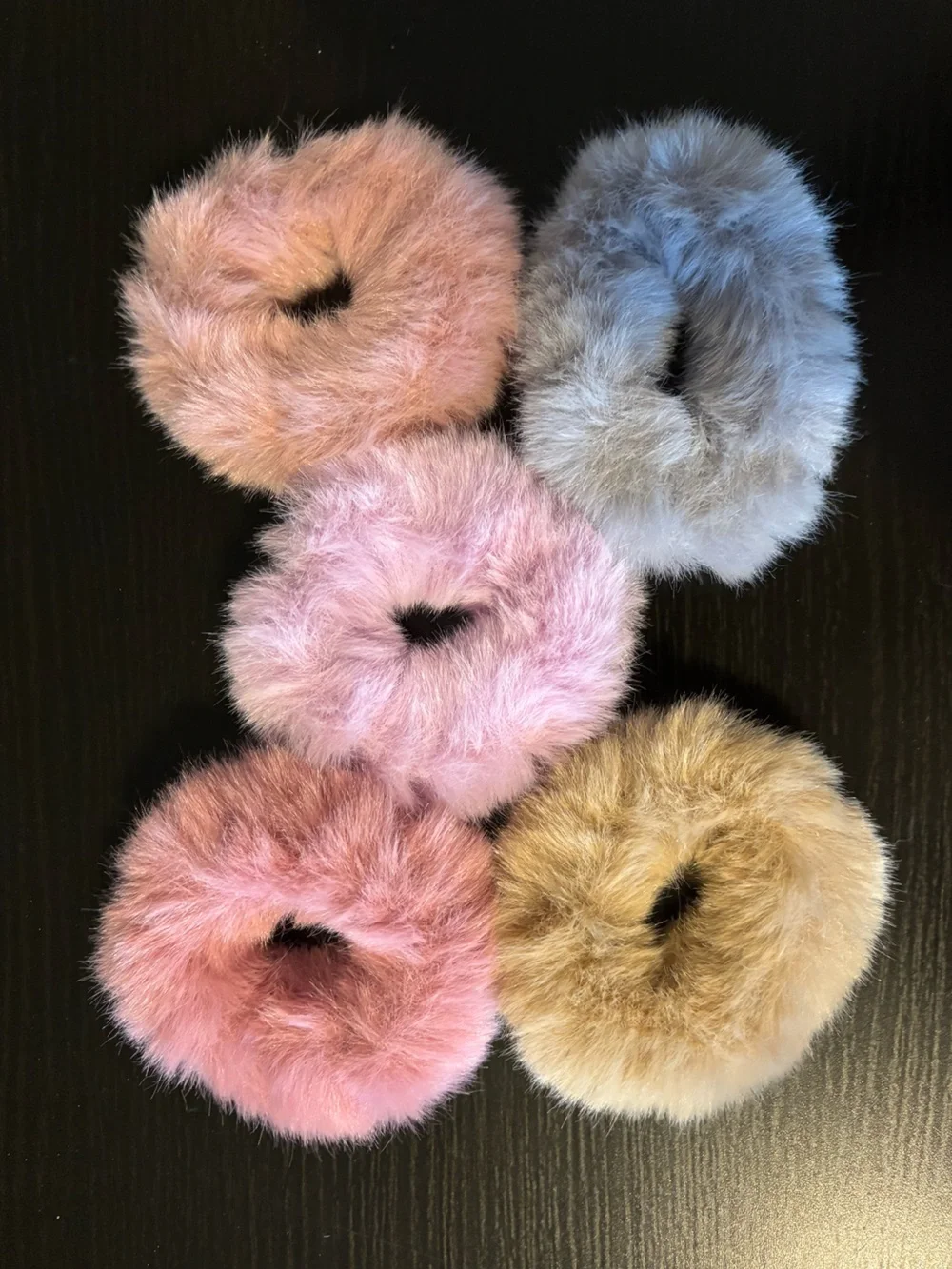 Set of 10 Plush Faux Fur Scrunchies plus Make Up Headband